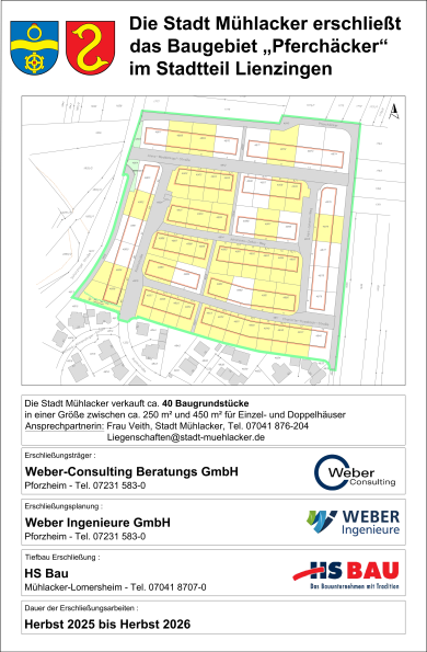 Bauschild Baugebiet Pferchäcker Lienzingen