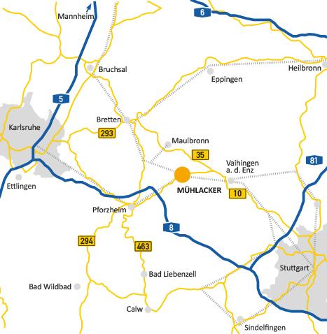 Anreise nach Mühlacker