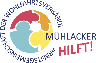 Mühlacker hilft!  Das Logo der Arbeitsgemeinschaft der Wohlfahrsberbände Mühlacker.